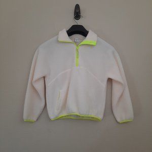 Old Navy Girl Sherpa 8 Medium Pullover Jacket 1/4 Zip Front Pocket New